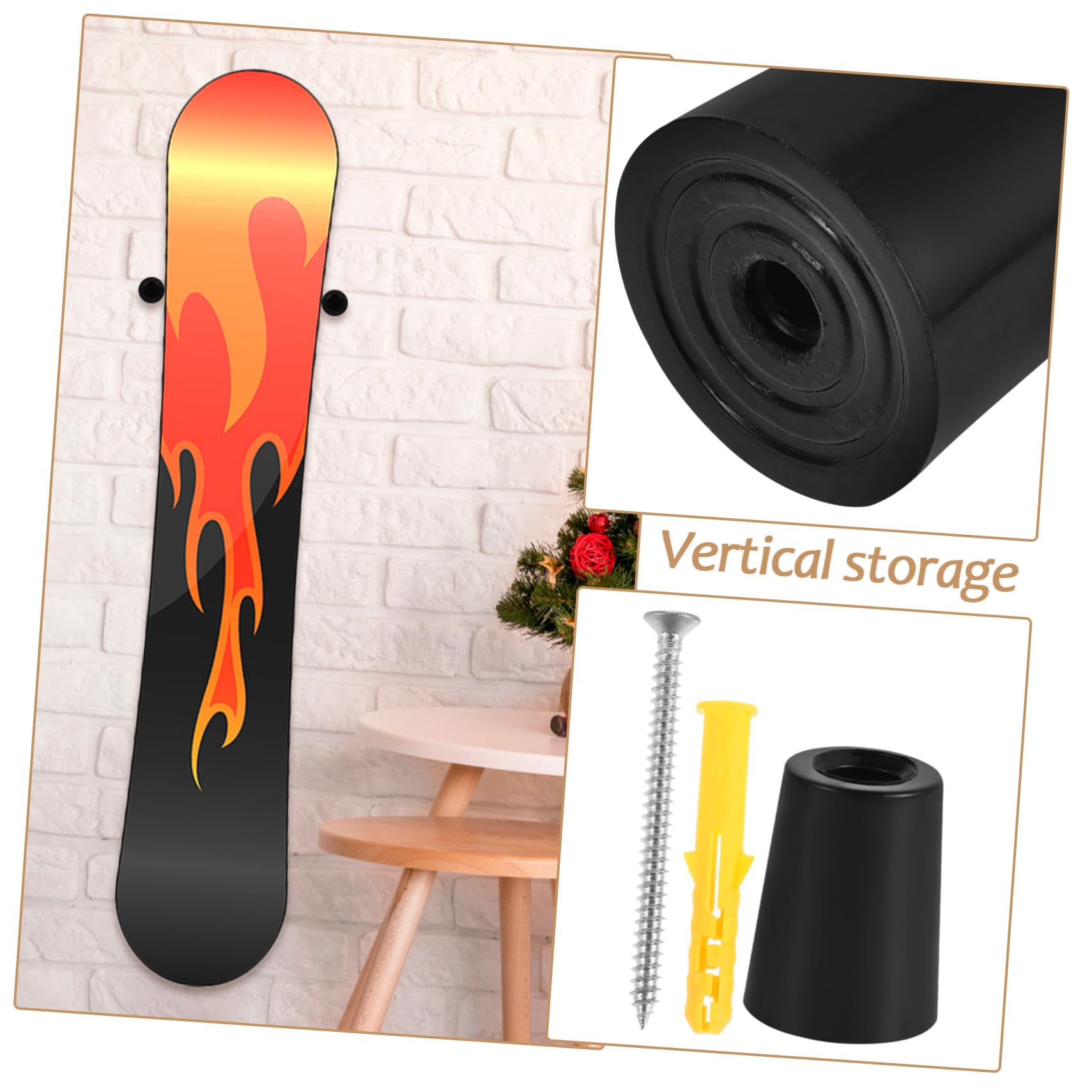 Vertical Ski Wall Mount Hanger - Snowboard Storage Rack with Screws & Anchors - Space Saving Ski & Snowboard Holder for Garage, Basement or Cabin Organization - Perfect for Winter Sports Equipment Display