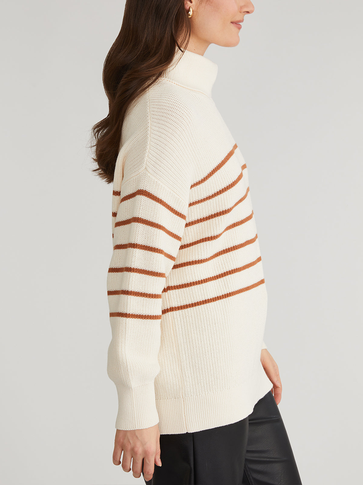 Elise: Oversized Striped Turtleneck Sweater for Women | Cozy Winter Pullover | Perfect for Office, Date Night & Casual Outings