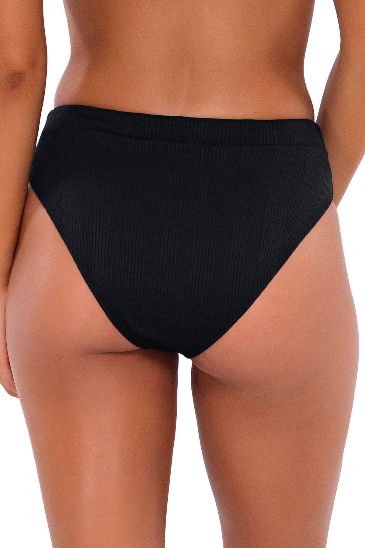 B Swim Black Baja Rib Margot Bikini Bottom - High Waisted Swimwear for Women | Perfect for Beach Vacations, Pool Parties & Summer Getaways