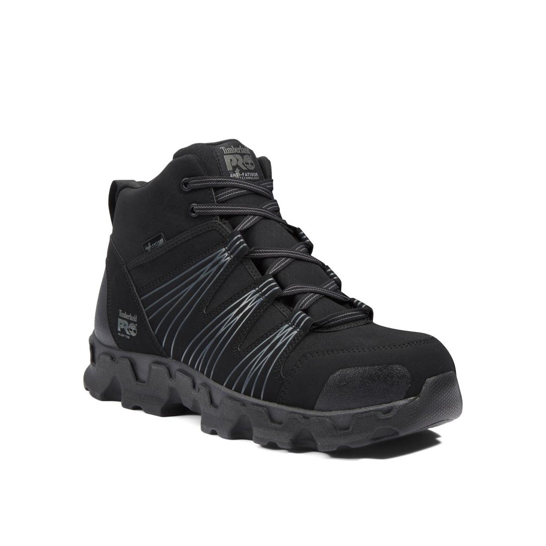 Powertrain Alloy Toe Work Boots for Men - Black Safety Shoes for Construction & Industrial Work - OSHA Compliant Steel Toe Boots for Heavy Duty Jobs