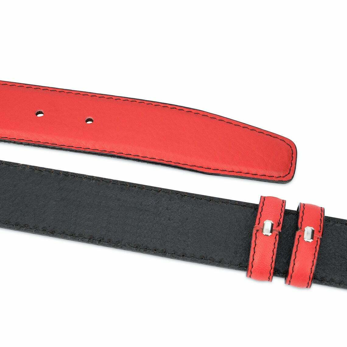 Genuine Red Leather Belt Strap Adjustable for Cartier Buckles - 1 3/8
