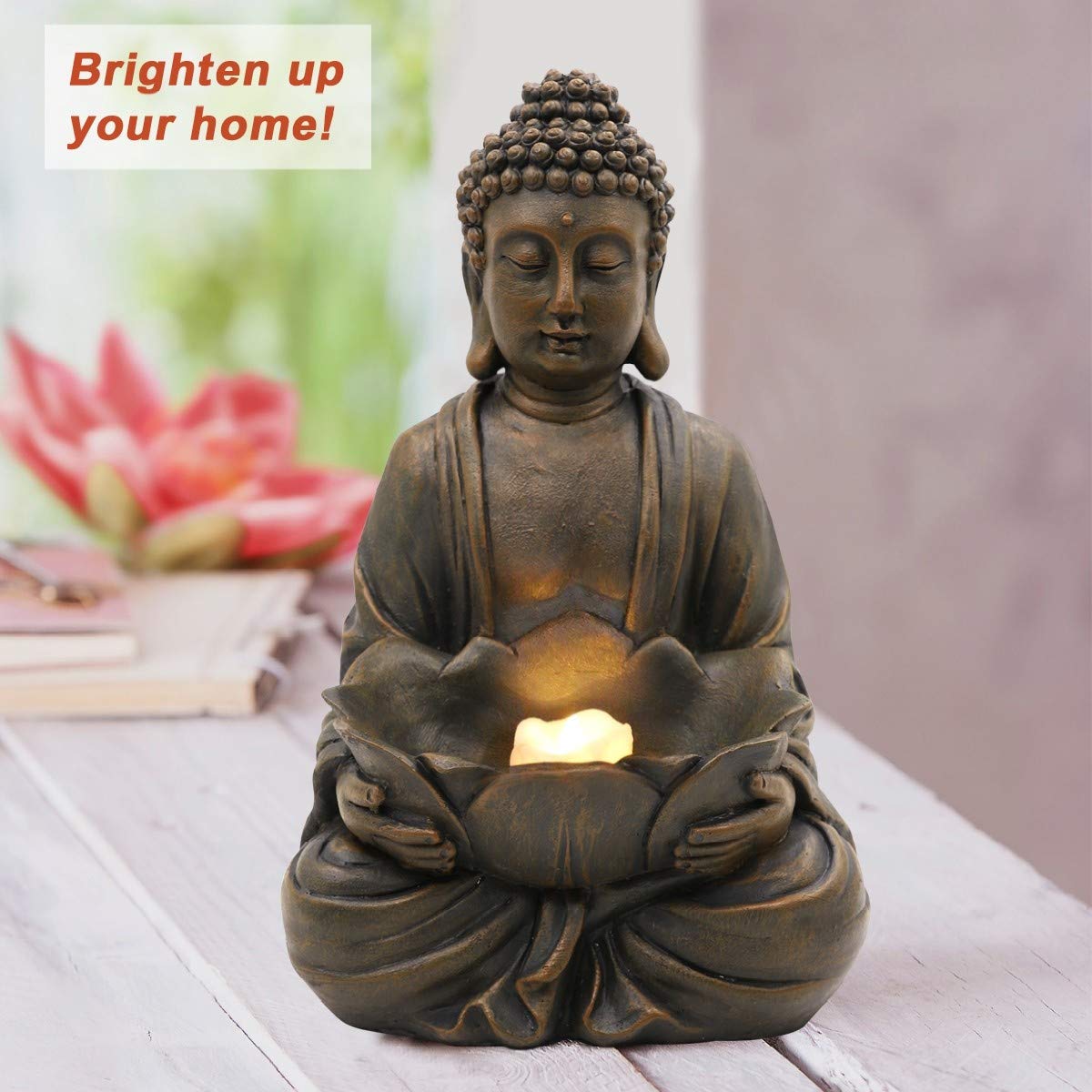 Goodeco Yoga Frog & Lotus Buddha Statue - Handcrafted Zen Decor for Home, Office & Meditation | Perfect Gift for Women, Mom, Birthday, Housewarming & Yoga Lovers | Serene Decor for Living Room, Bedroom or Garden
