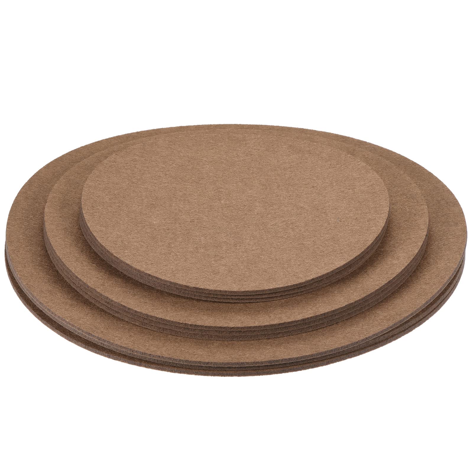 Meccanixity 8/10/12 Inch Reversible Absorbent Waterproof Round Felt Coasters - 9-Piece Set (Brown) | Plant Pot Protectors for Indoor/Outdoor Use on Tables, Floors & Countertops