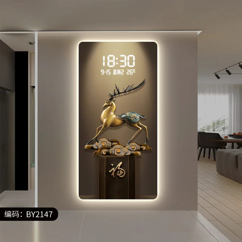 Deer Scenery Digital Wall Clock with Large Display - Modern LED Alarm Clock for Bedroom, Living Room, Office & Home Decor