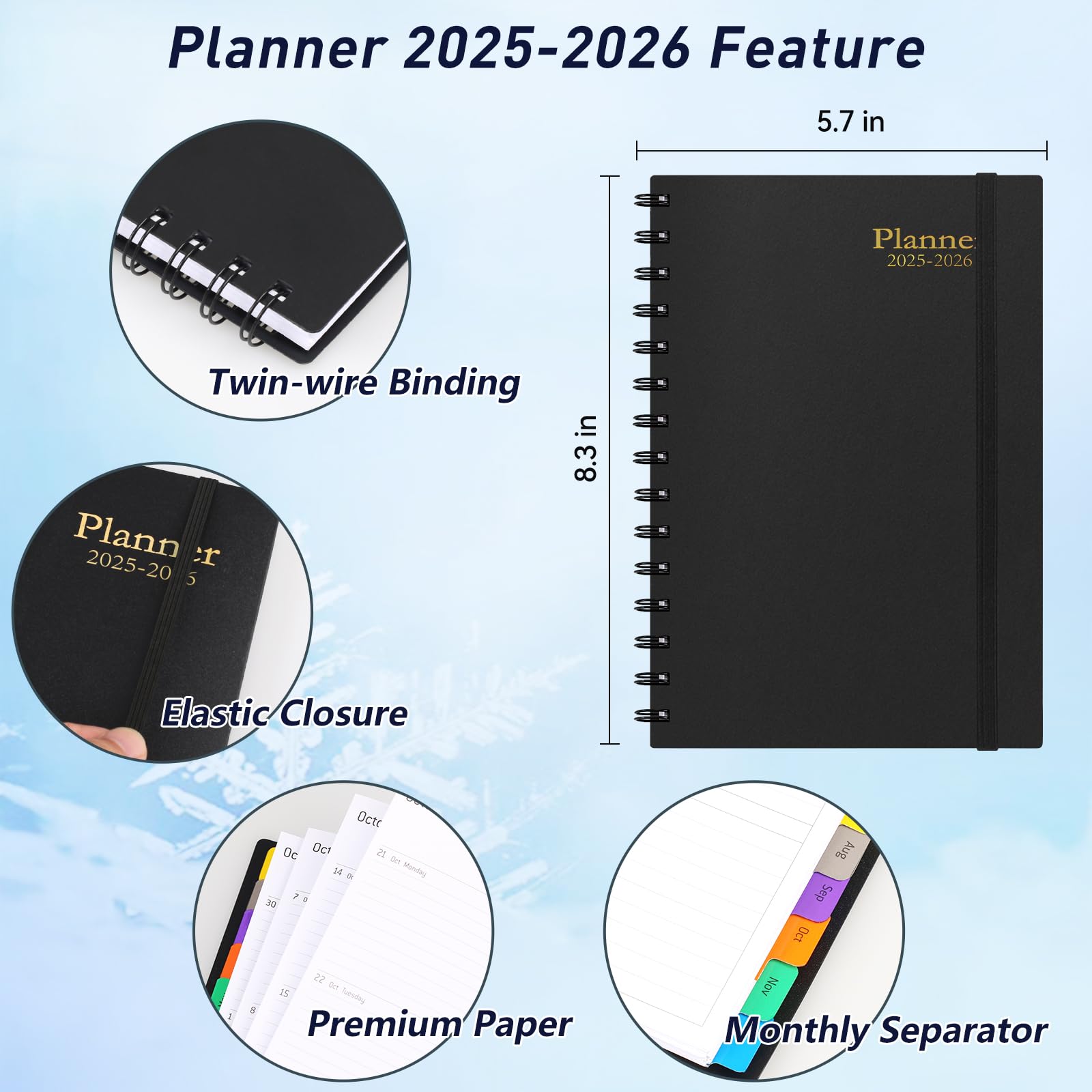 2025-2026 18-Month Daily Planner with Tabs - Spiral Bound Calendar Organizer for Yearly, Monthly & Weekly Planning (Jan 2025-Jun 2026) | Flexible Cover, 100GSM Thick Paper, A5 Size | Perfect for Work, School & Personal Time Management | Black