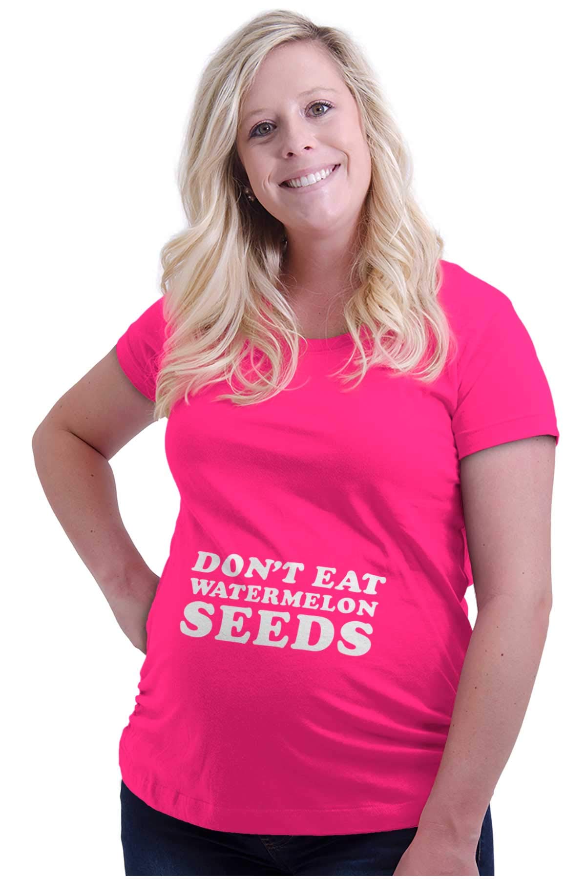 Brisco Brands Women's Maternity T-Shirt - Funny 'Don't Eat Watermelon Seeds' Pregnancy Tee for Expecting Moms | Comfortable Cotton Shirt for Baby Showers, Maternity Photos & Casual Wear