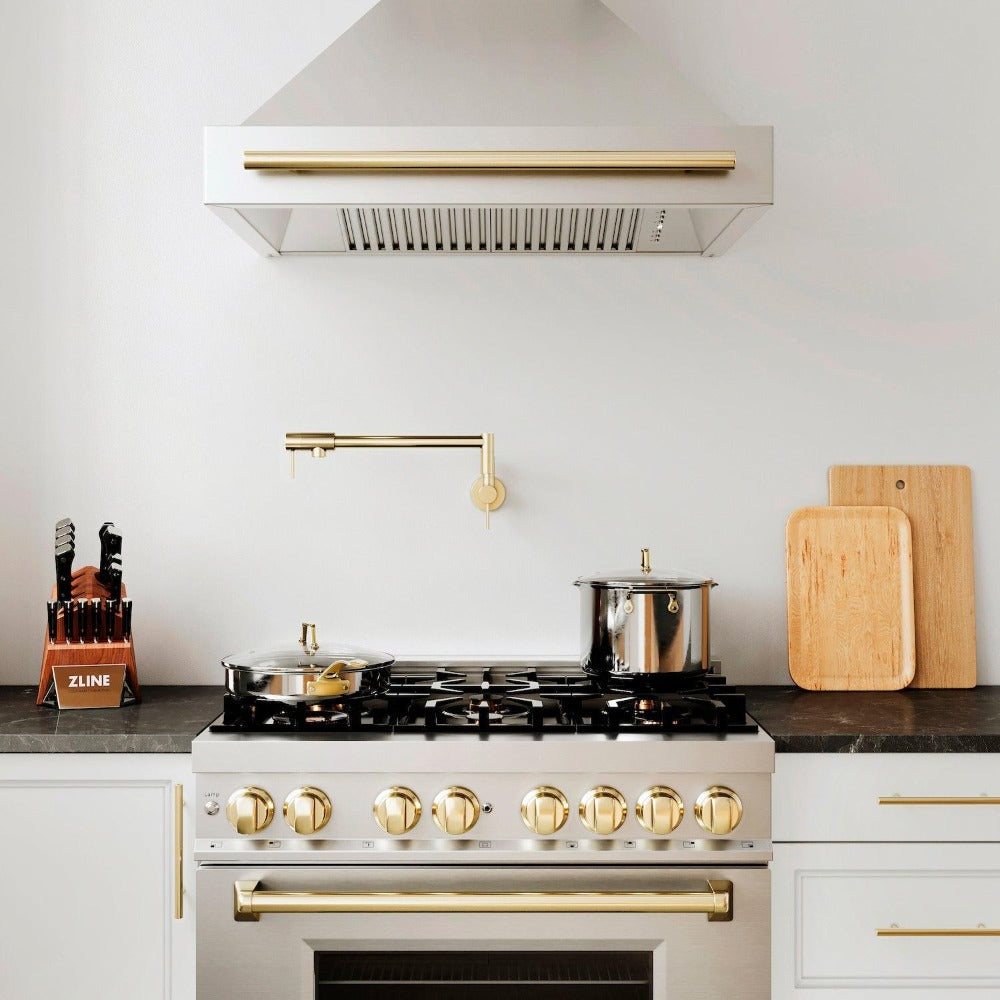 ZLINE Autograph Edition 36 Inch Stainless Steel Range Hood with Stainless Steel Shell & Handle (8654STZ 36) - Professional Kitchen Ventilation for Home Chefs & Modern Kitchens