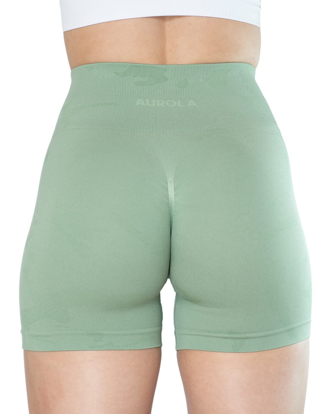 **AURORA Women's Camo Workout Shorts - Seamless High Waist Yoga Shorts with Subtle Logo & Scrunch Butt - Perfect for Gym, Running & Yoga**