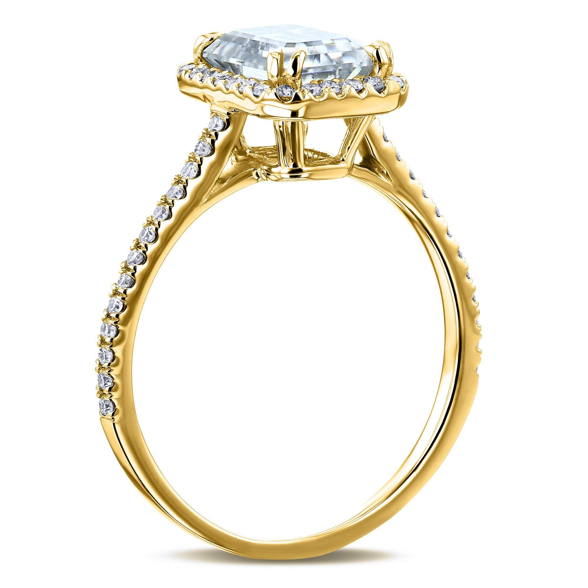 1.75ct Emerald Cut Moissanite & Lab Diamond Halo Engagement Ring - Elegant Wedding Band for Women, Perfect for Proposals, Anniversaries & Special Occasions