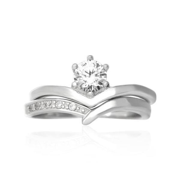 Elegant Crystal Wedding Ring Set for Women - 14K Gold Plated Bridal Jewelry - Perfect for Engagement, Anniversary & Romantic Occasions