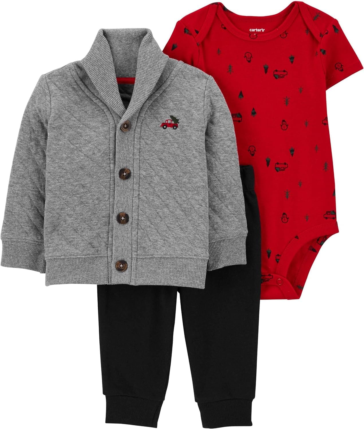 Carter's Baby Boys 2-Piece Cardigan Set 121G373 | Soft Cotton Knit Cardigan & Pants Outfit for Newborns & Infants | Perfect for Family Photos, Holidays & Special Occasions