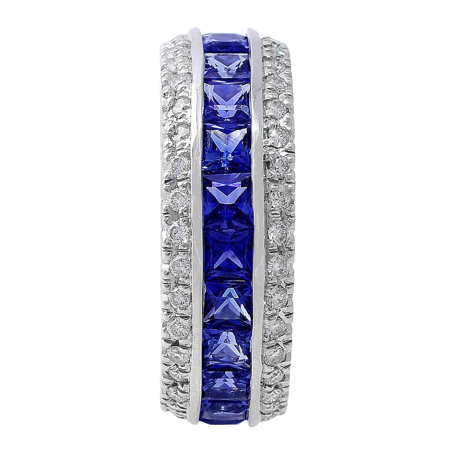 18K White Gold Sapphire and Diamond Eternity Wedding Band Ring for Women - Perfect for Anniversary, Engagement, and Bridal Jewelry Gifts
