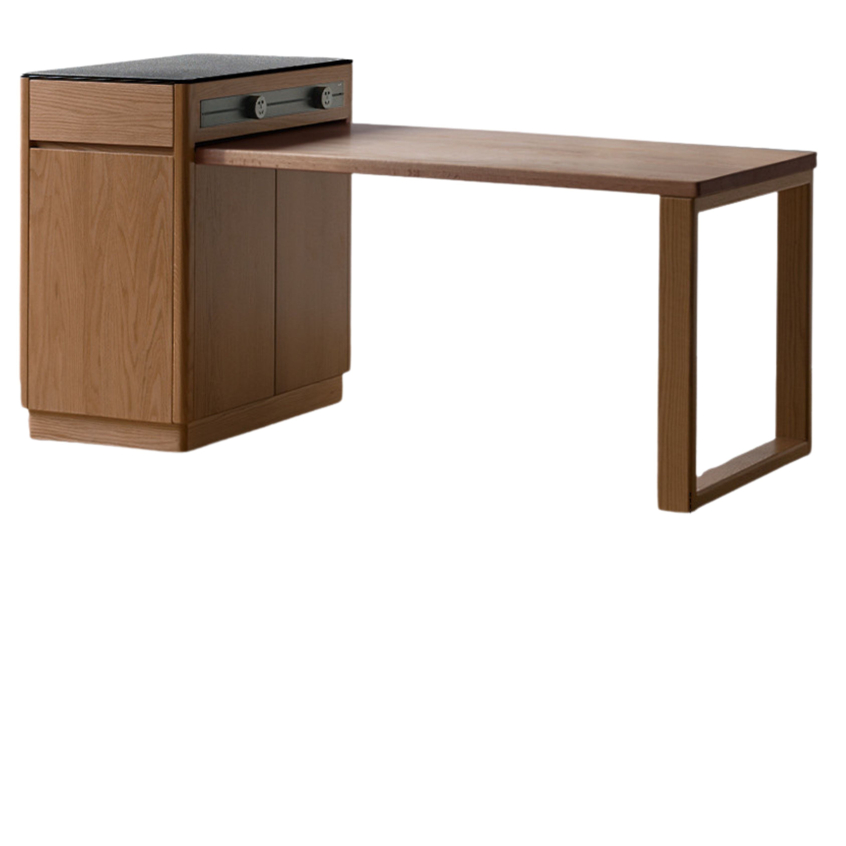 Solid Oak Wood Extendable Dining Table for Kitchen Island - Expandable Farmhouse Style Table for Dining Room, Breakfast Nook & Small Spaces