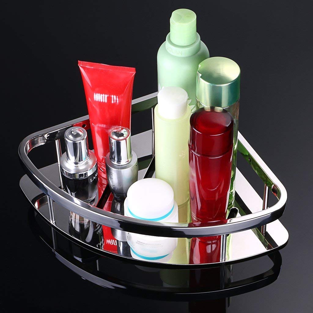 JAGGER JAG193 18x5 Inch 304 Stainless Steel Corner Shelf - Wall Mounted Bathroom & Kitchen Organizer, Chrome Finish (2-Pack) - Perfect for Small Spaces, Shower Storage & Kitchen Organization