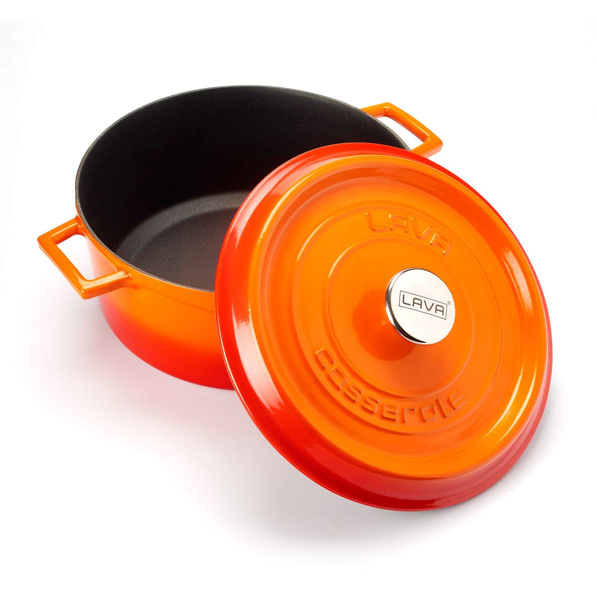 Lava Signature Enameled Cast Iron Round Dutch Oven 7 Quart - Orange Spice Color, Heavy Duty Cookware for Baking, Roasting & Slow Cooking - Perfect for Soups, Stews, Bread & Casseroles