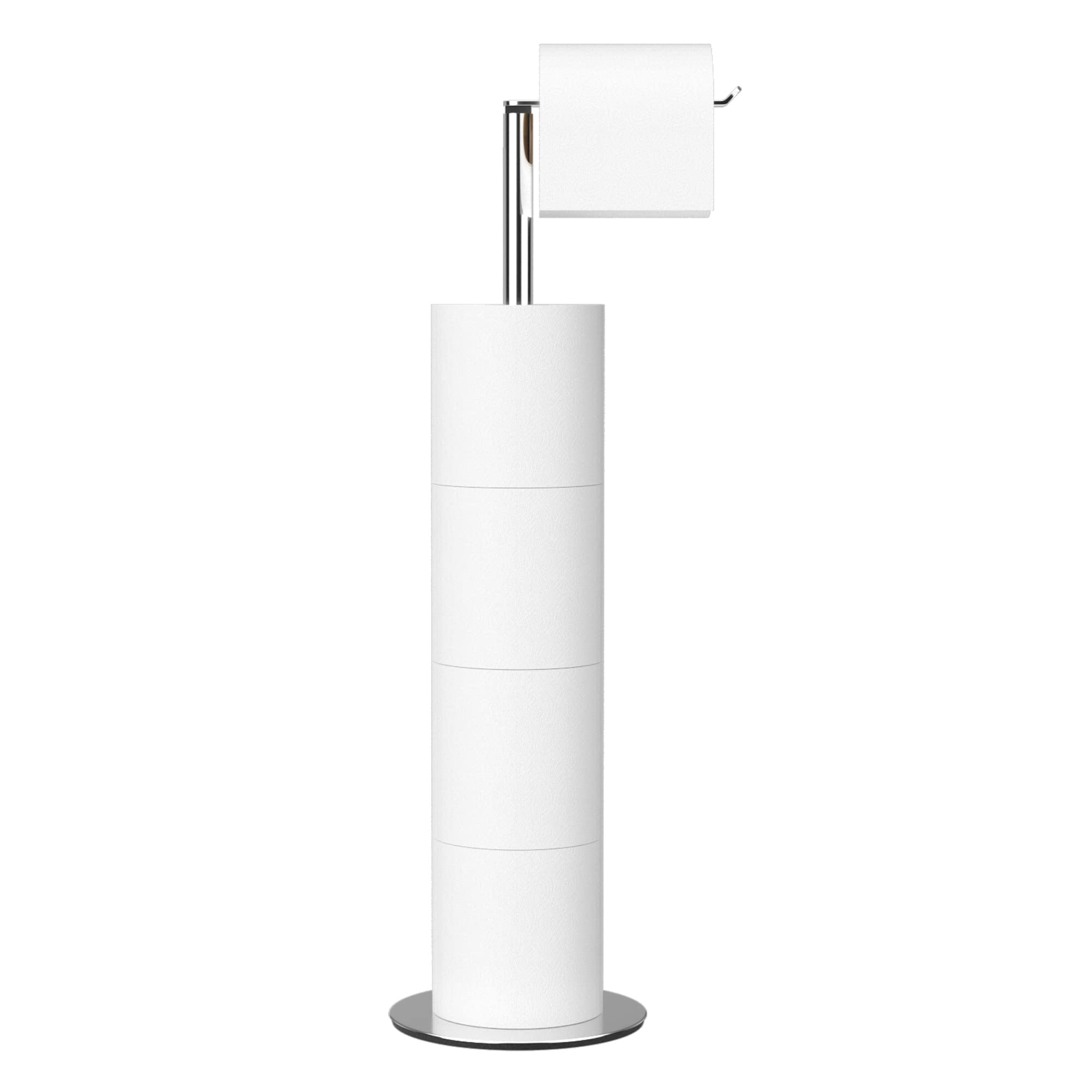 Stainless Steel Free-Standing Toilet Paper Holder Stand with 4-Roll Dispenser | Bathroom Tissue Storage Shelf for Home, Office & RV Use