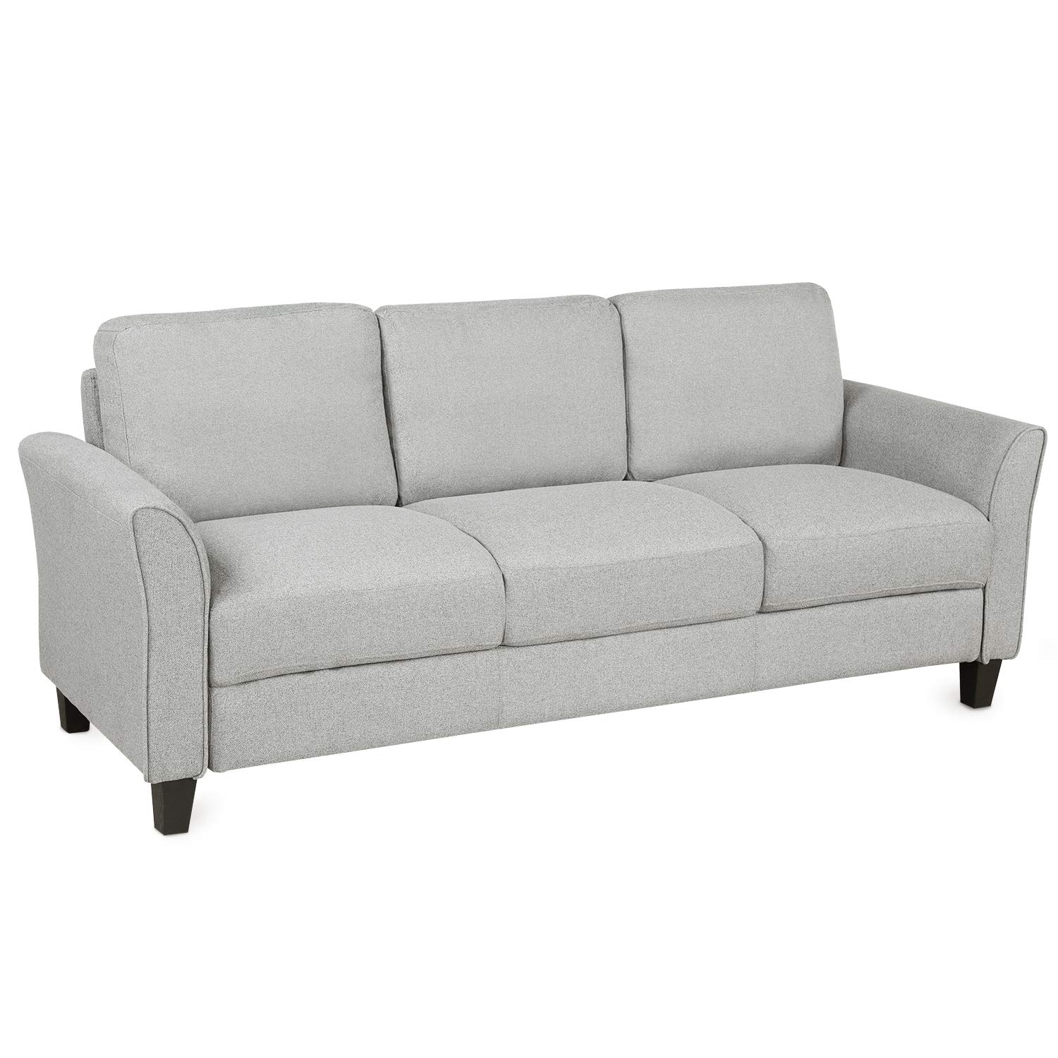 Compact 3-Seater Linen Sofa for Small Spaces - Modern Grey, Black & Light Grey Couches for Living Room & Bedroom - Perfect for Apartments, Dorms & Cozy Home Decor