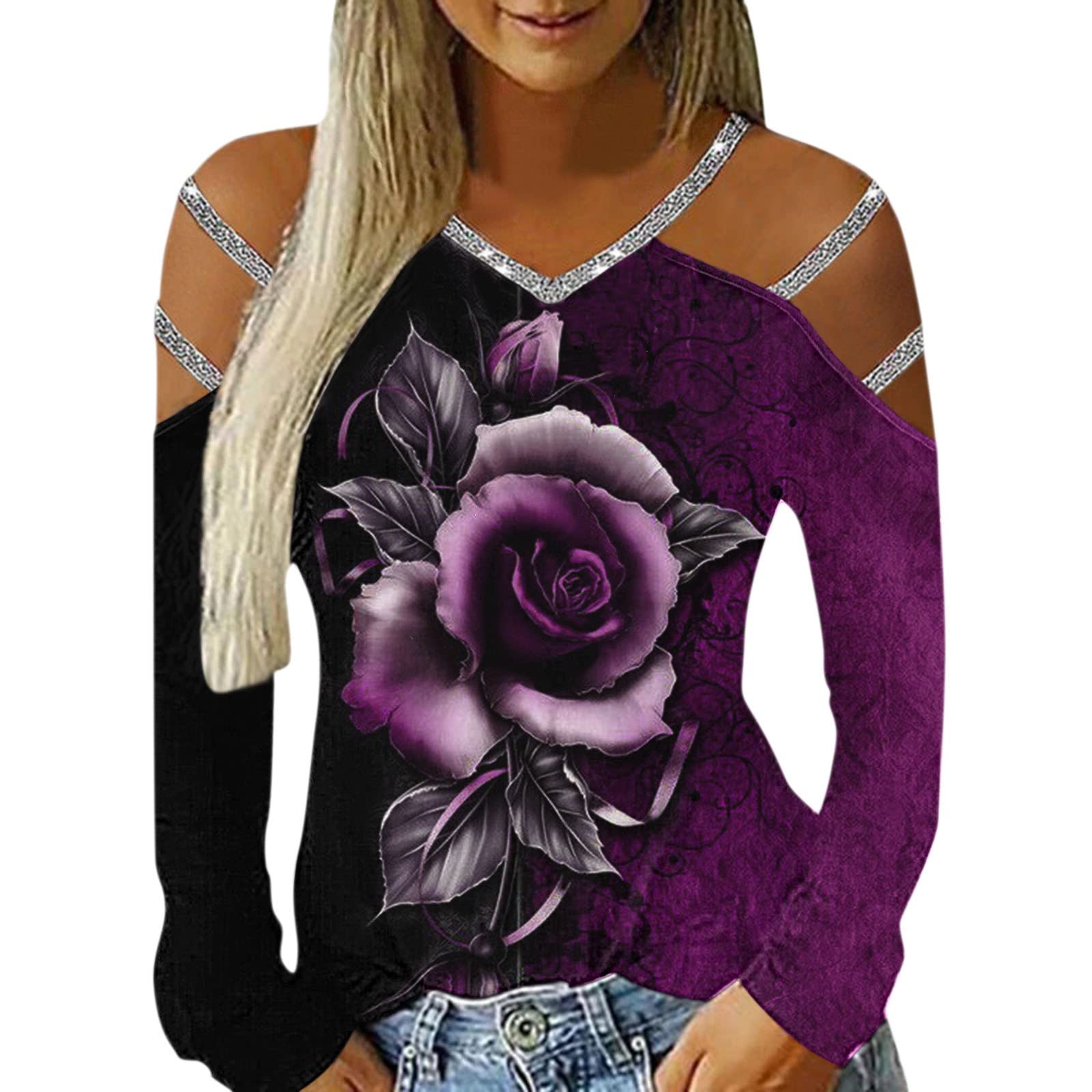 Plus Size Cold Shoulder Tops for Women - Off Shoulder Casual Shirts & Rose Gold Tees | Perfect for Summer Outfits, Beach Wear and Date Night