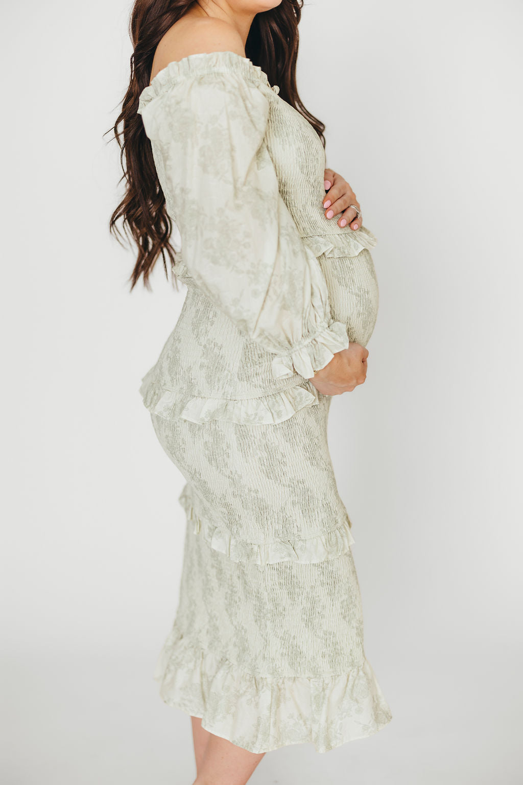 Chloe Midi Dress in Sage Green - Bump Friendly Maternity Dress for Pregnancy & Nursing | Perfect for Baby Showers, Date Nights & Special Occasions