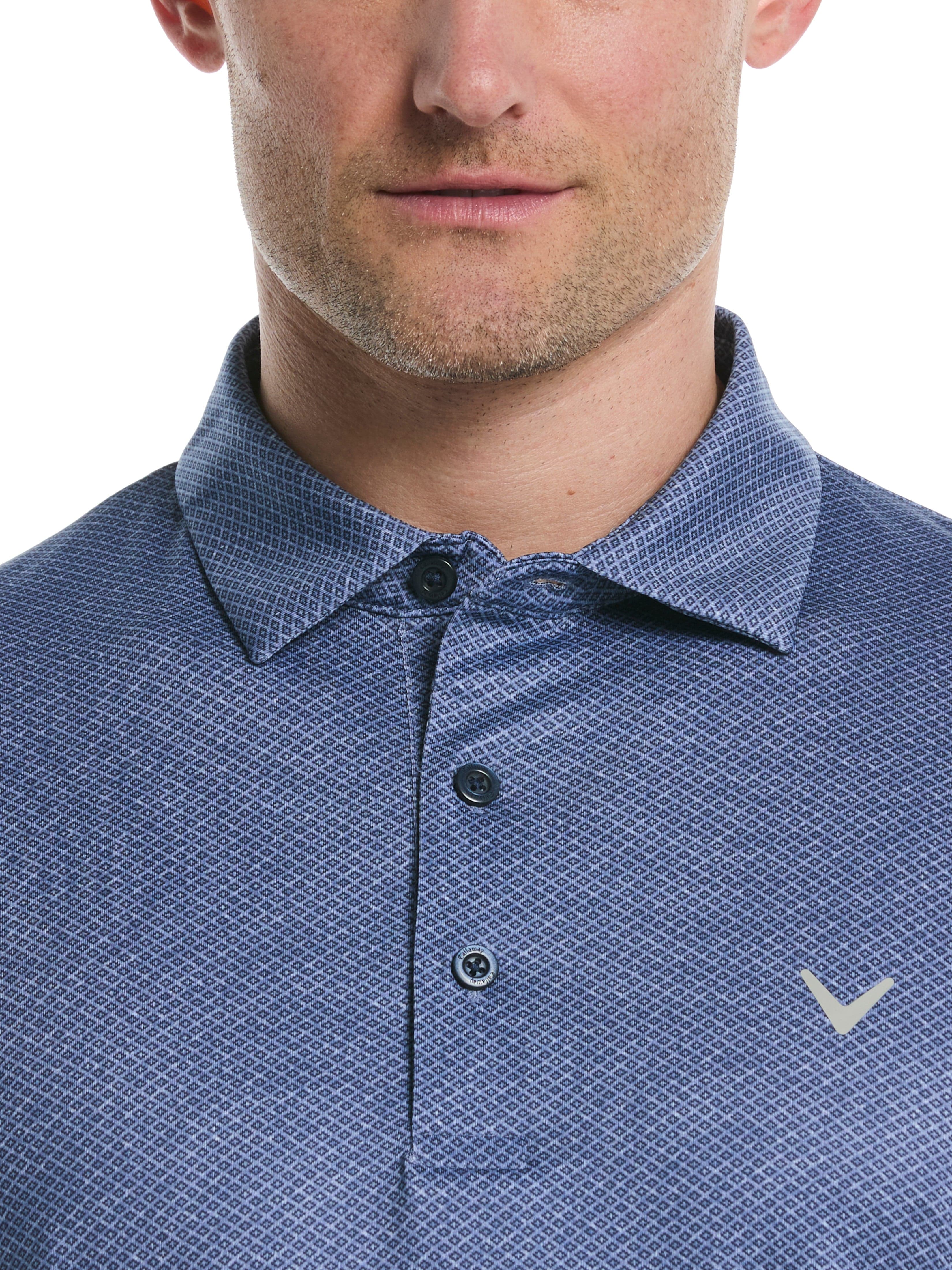 Men's Heather Geo Print Golf Polo Shirt - Breathable & Moisture-Wicking Performance Top for Golf, Casual Wear & Outdoor Activities