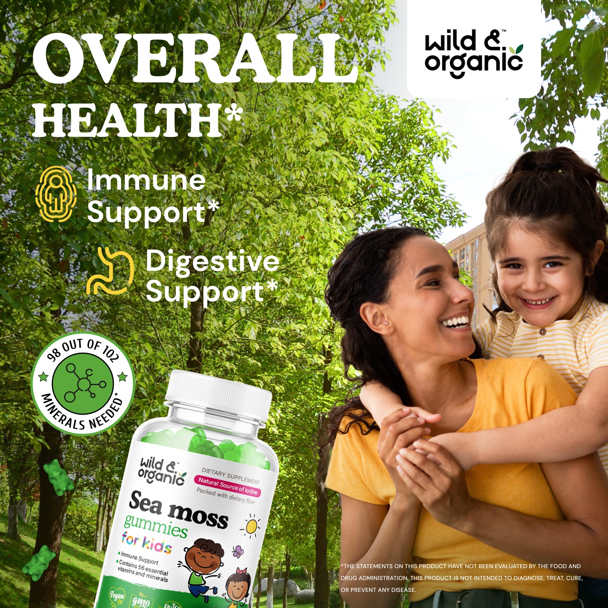 Organic Sea Moss Gummies for Adults & Kids - Wild Harvested, Vegan, Immune Support - Perfect for Daily Wellness & Family Health