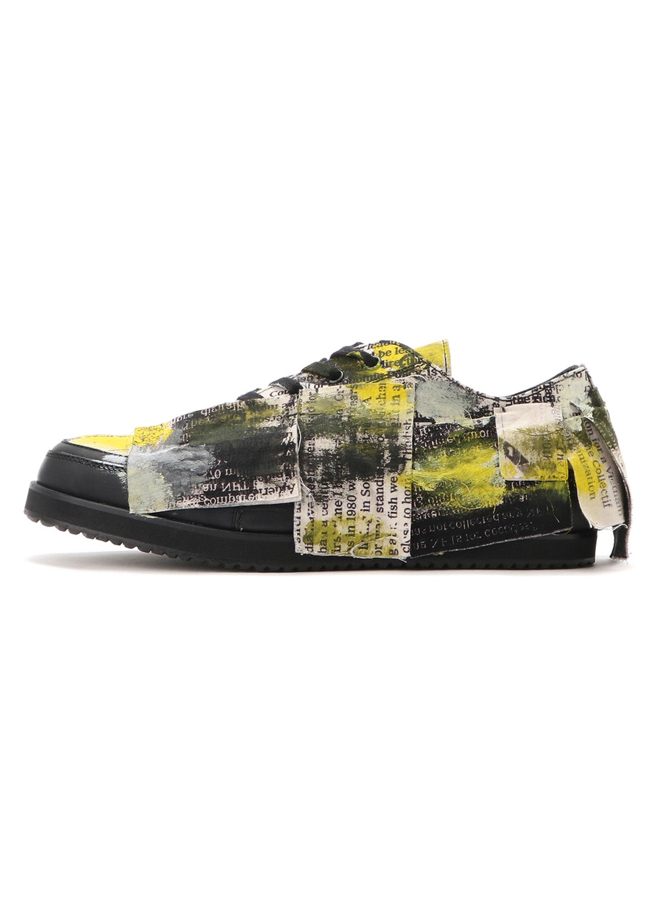 Vintage Cotton Newspaper Print Yellow Paint Sneakers - Trendy Retro High-Top Shoes for Women & Men | Perfect for Casual Outfits, Street Style & Urban Fashion