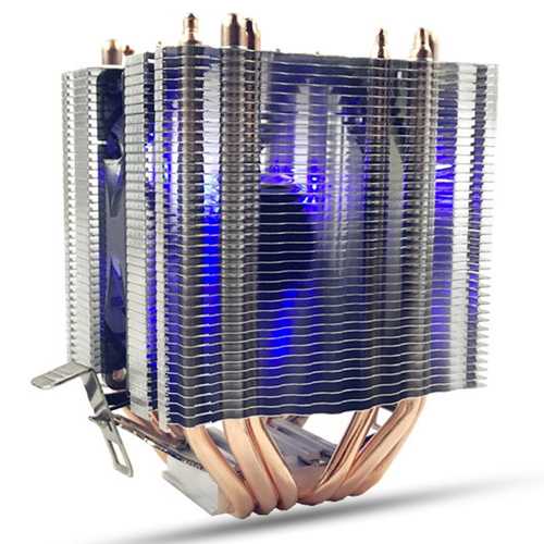 6 Heat Pipes Blue LED CPU Cooling Fan - Efficient Cooler Heat Sink for Intel LGA 1155/1156 & AMD Socket AM3/AM2 - Perfect for Gaming PCs and High-Performance Workstations