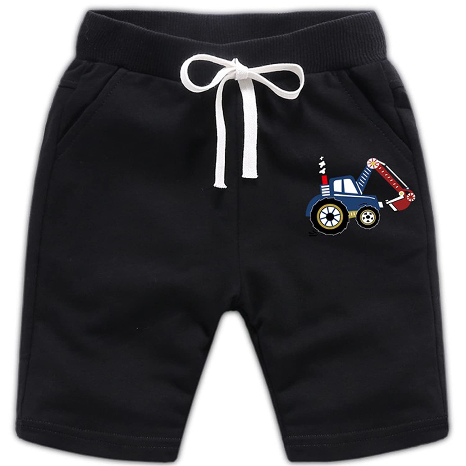 EISHOW 2-Pack Baby Boys Girls Athletic Shorts - Soft Cotton Basketball Soccer Short Pants with Funny Print & Drawstring Pockets - Perfect for Playtime, Sports & Casual Wear