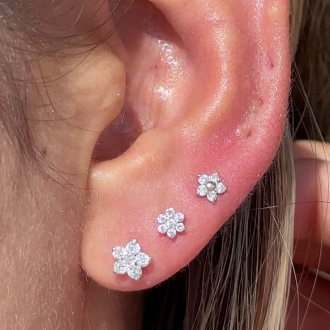 14k Rose Gold Round Diamond Flower Stud Earrings for Women - Perfect for Weddings, Parties & Everyday Elegance