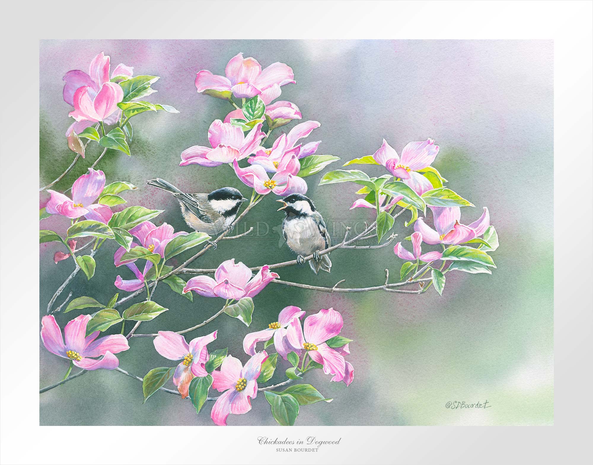 Chickadees in Dogwood - Handmade Artisan Paper for Scrapbooking, Card Making & Home Decor | Premium Quality Craft Paper for DIY Projects