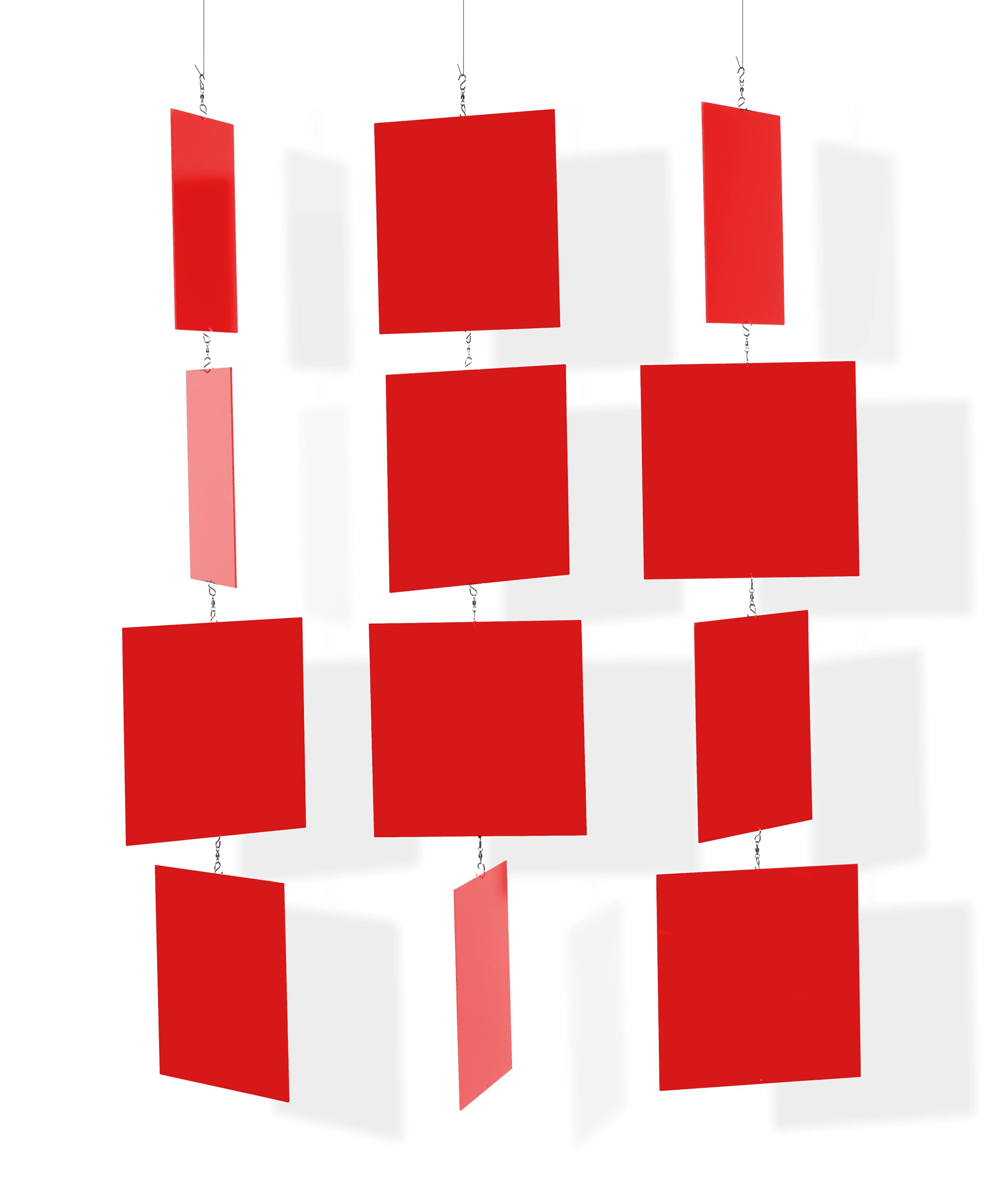Red MODcast Art Mobile & Room Divider - Mid Century Modern Kinetic Sculpture | 4-Panel (12