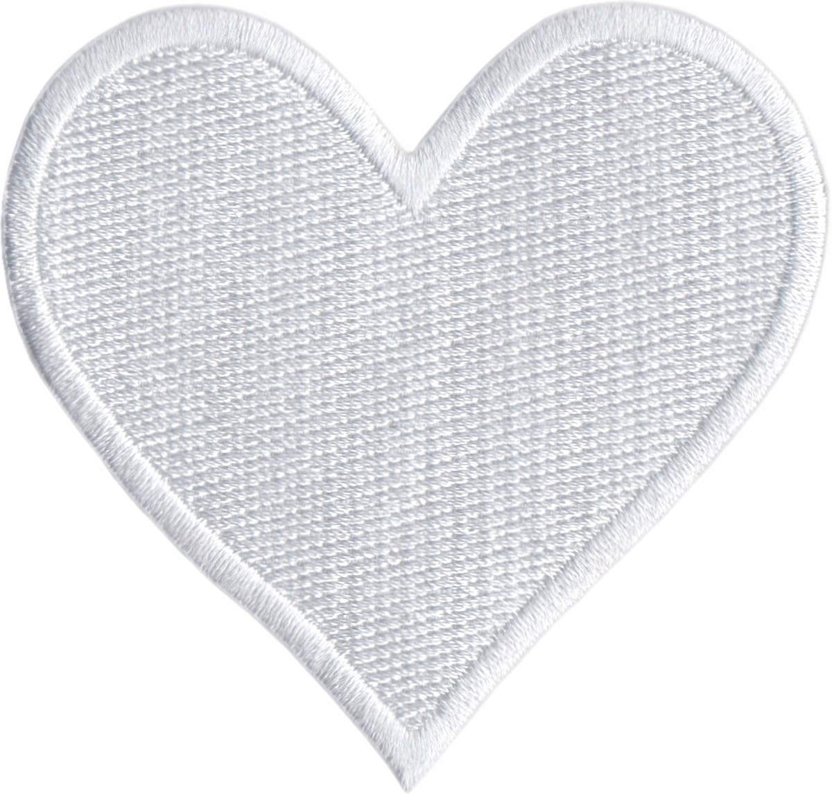 White Heart Embroidered Iron On Patch - DIY Clothing Decoration for Jackets, Hats & Bags - Perfect for Customizing Denim, Backpacks & Gifts