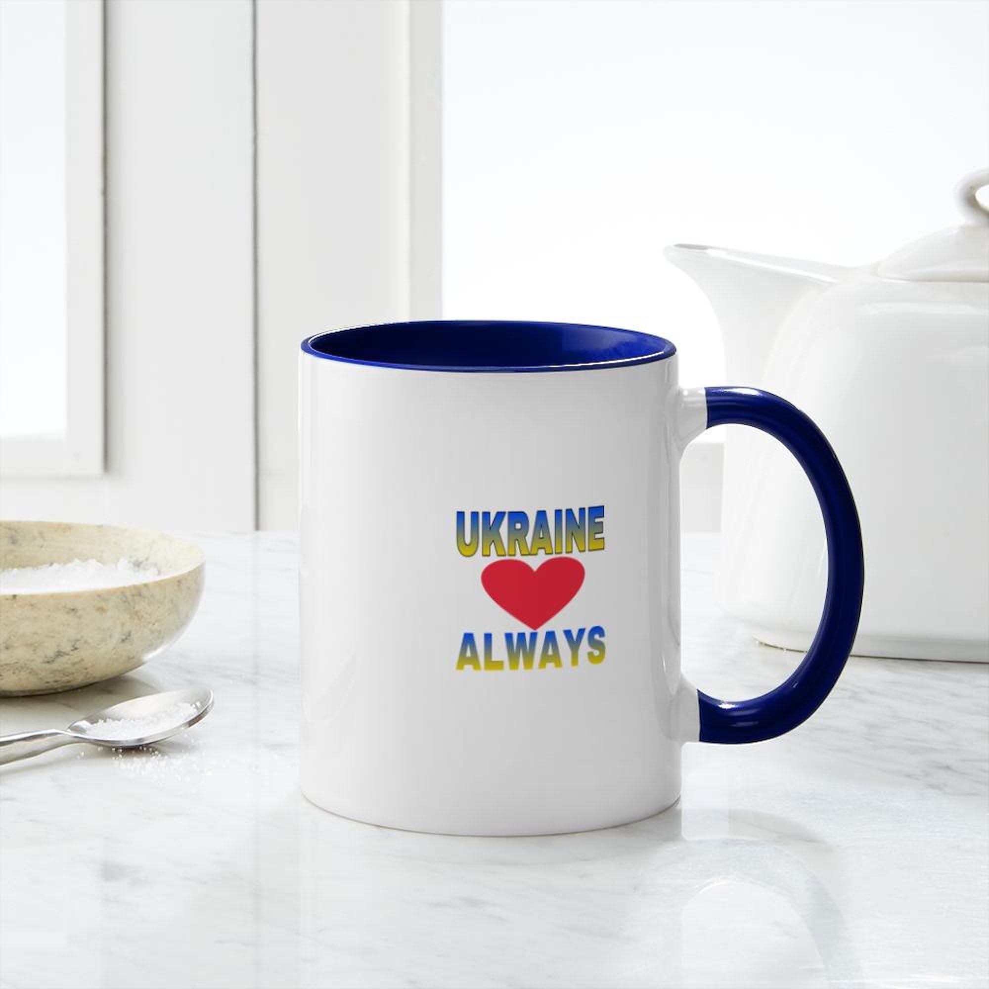 Ukraine Always 11 oz (325 ml) Ceramic Coffee Mug - Perfect for Tea, Hot Chocolate & Office Use - Patriotic Gift for Ukrainian Supporters