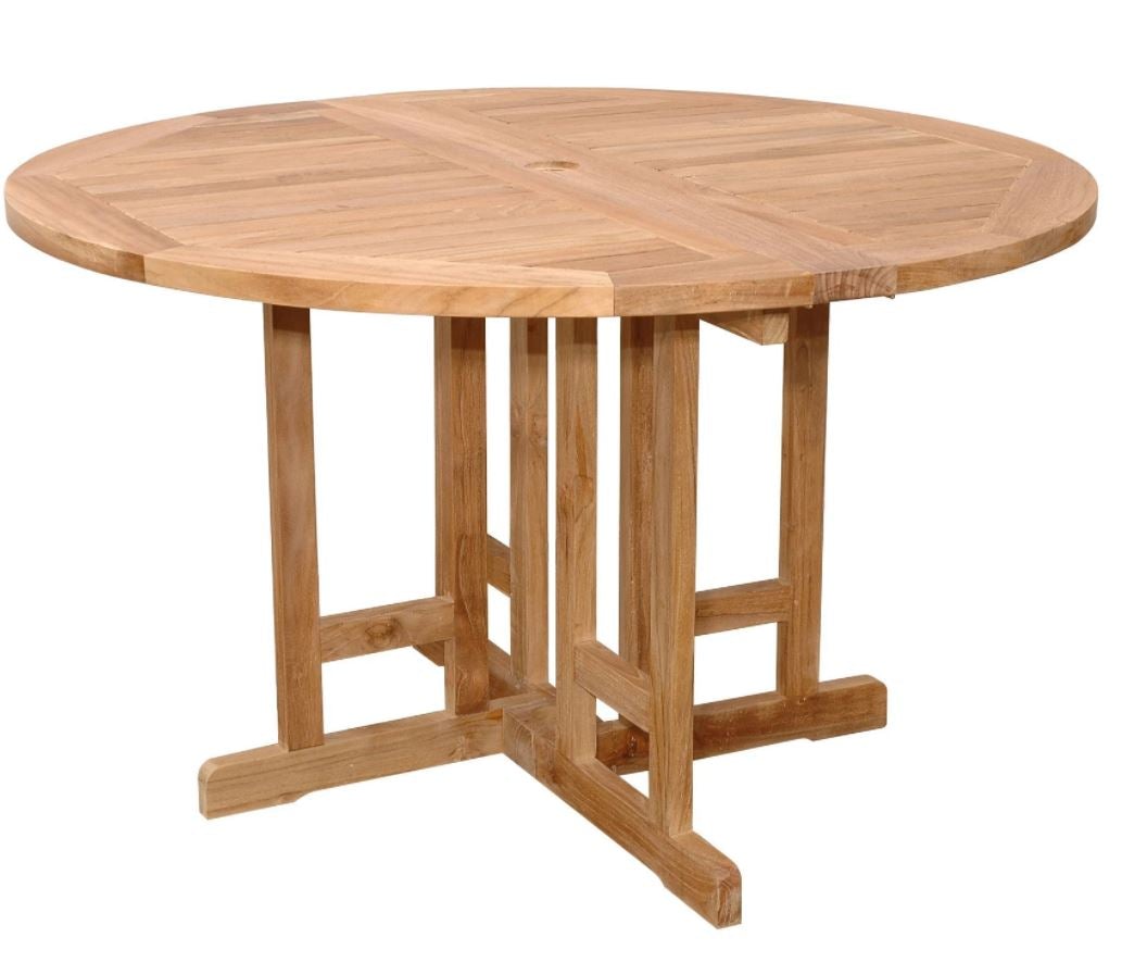 Anderson Teak Butterfly 47-Inch Round Folding Table - TBF 047BR - Outdoor Patio, Garden, and Poolside Dining Furniture for Entertaining