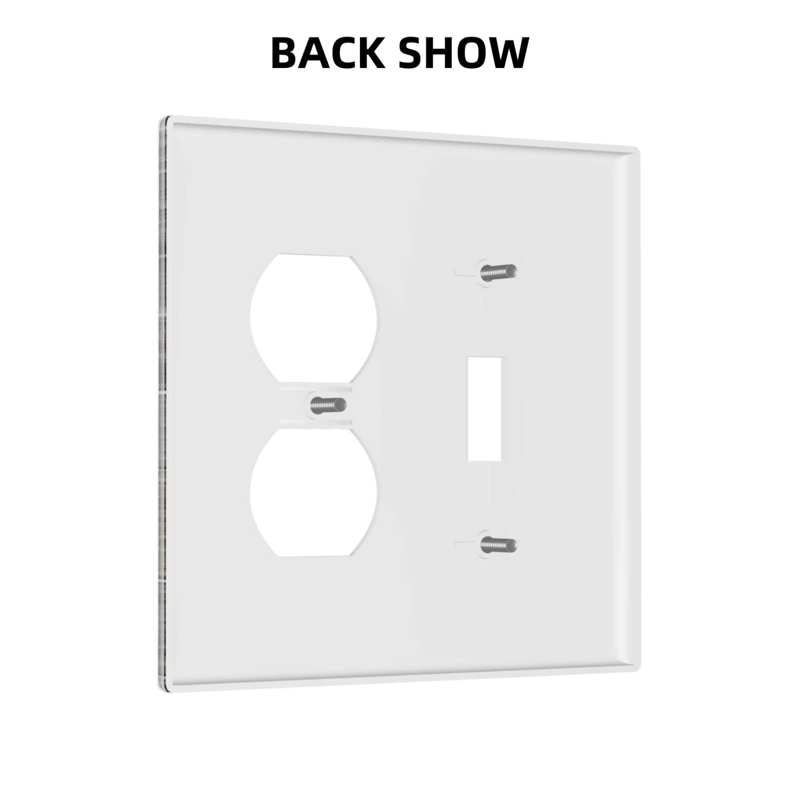 Farmhouse Style Stone Texture 2 Gang Toggle Duplex Outlet Wall Plate - Decorative Light Switch Cover for Living Room, Bedroom, Bathroom & Laundry Room - Durable Electrical Accessory with Combination Design