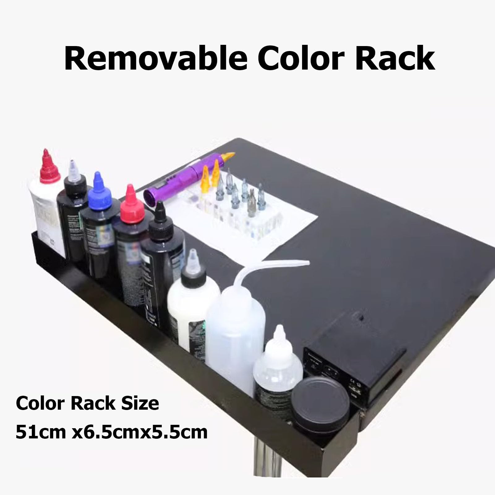 Adjustable Tattoo Workstation with Aluminum Alloy Lift - Removable Tattoo Stand with Universal Wheels (50x41x62-82cm, Black) - Perfect for Professional Tattoo Artists & Home Studios