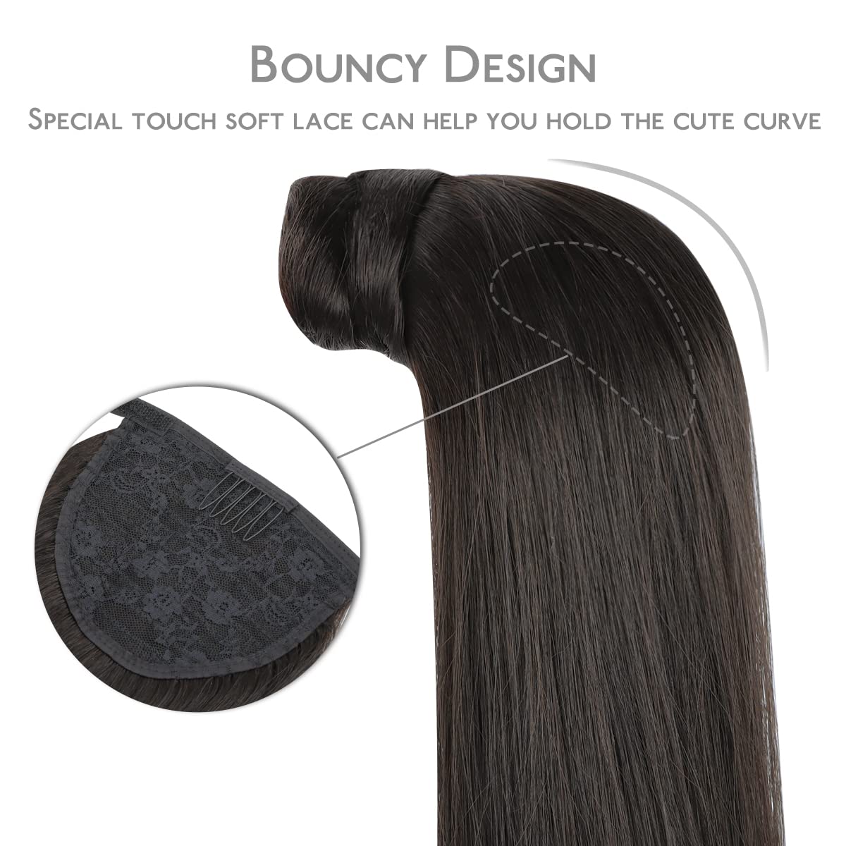 WENNALIFE 14 Inch 80g Natural Black Human Hair Ponytail Extension - Clip in Wrap Around Remy Hairpiece for Women | Perfect for Parties, Weddings & Everyday Styling