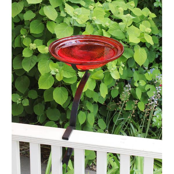 Red Crackle Glass Birdbath Bowl - Durable Outdoor Garden Decor for Birds - Perfect for Backyard, Patio & Wildlife Habitat