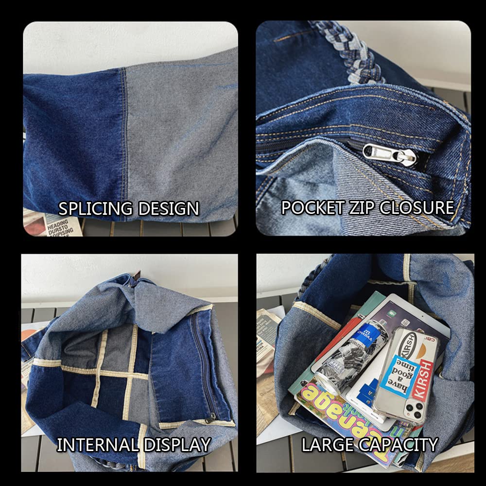 Stylish Denim Canvas Crossbody Shoulder Bag for Women - Single Color Handbag Purse Tote - Perfect for Casual Outings, Travel & Everyday Use