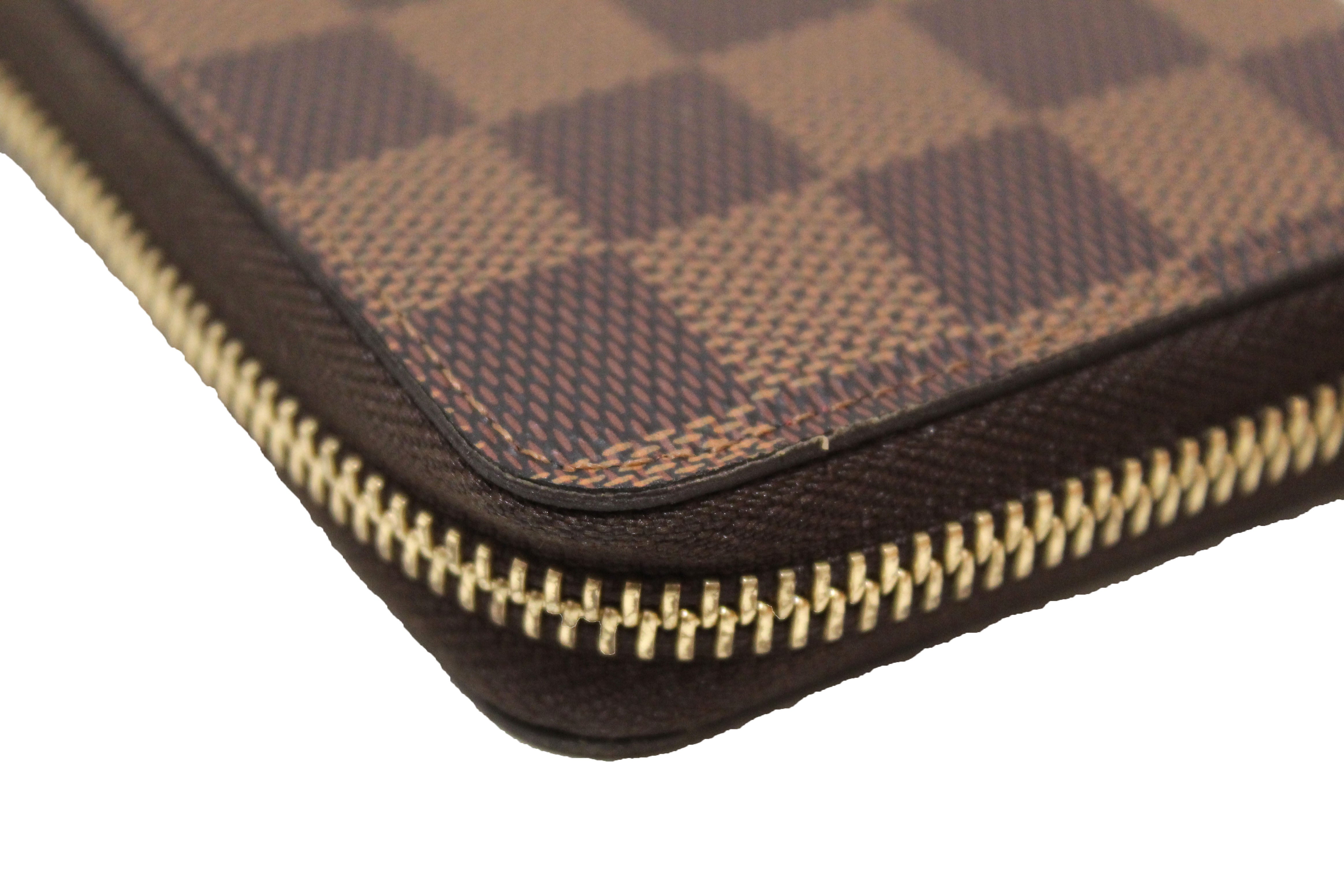 Authentic Louis Vuitton Damier Ebene Canvas Clemence Zippy Wallet for Women - Luxury Designer Compact Zip Around Wallet - Perfect for Everyday Use, Travel & Gift Giving