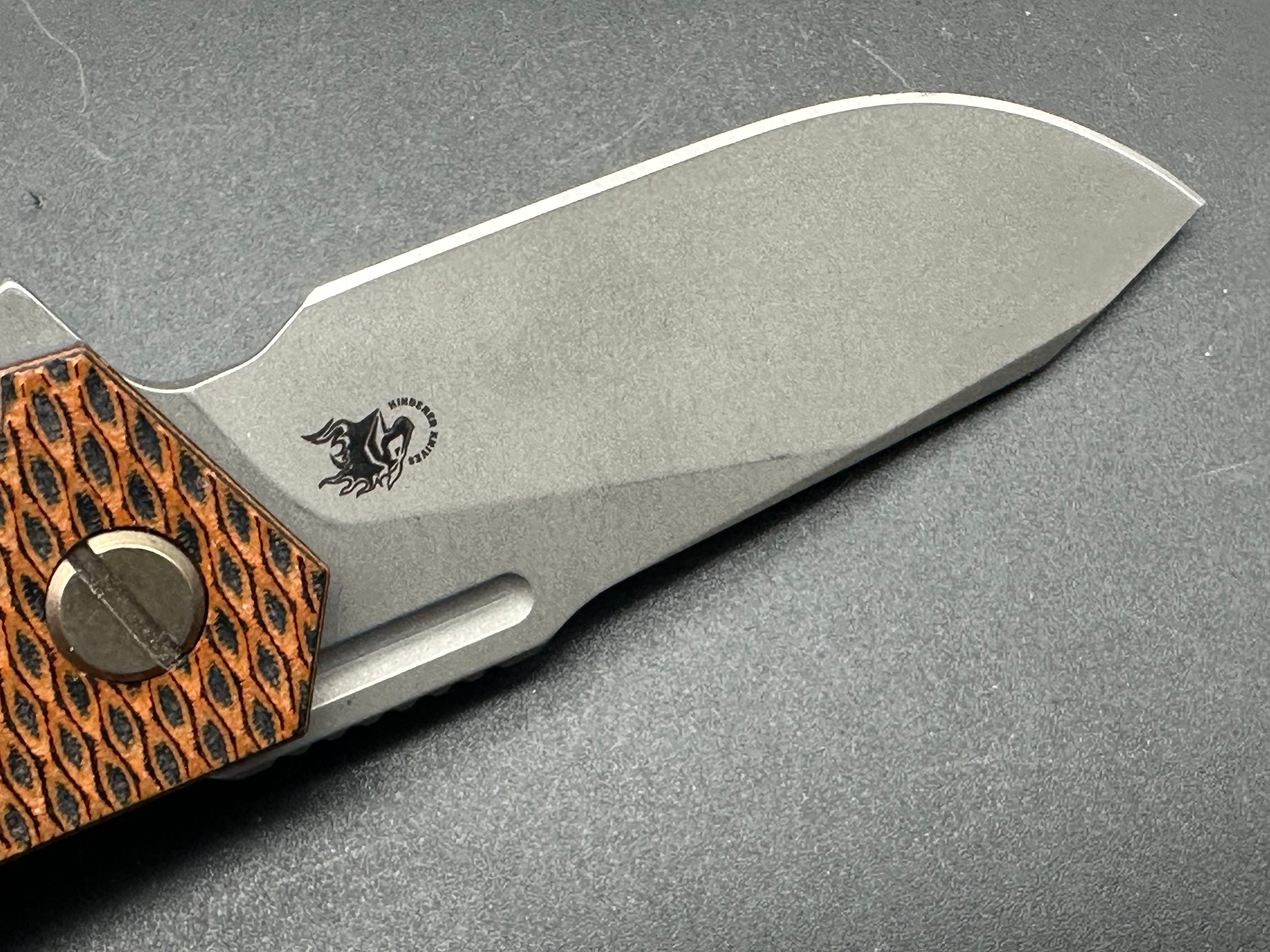 Hinderer Half Track Folding Knife - Tri-Way Pivot, Titanium Frame, Orange/Black G10 Scale - EDC, Outdoor, Tactical & Survival Knife for Camping, Hiking & Everyday Carry
