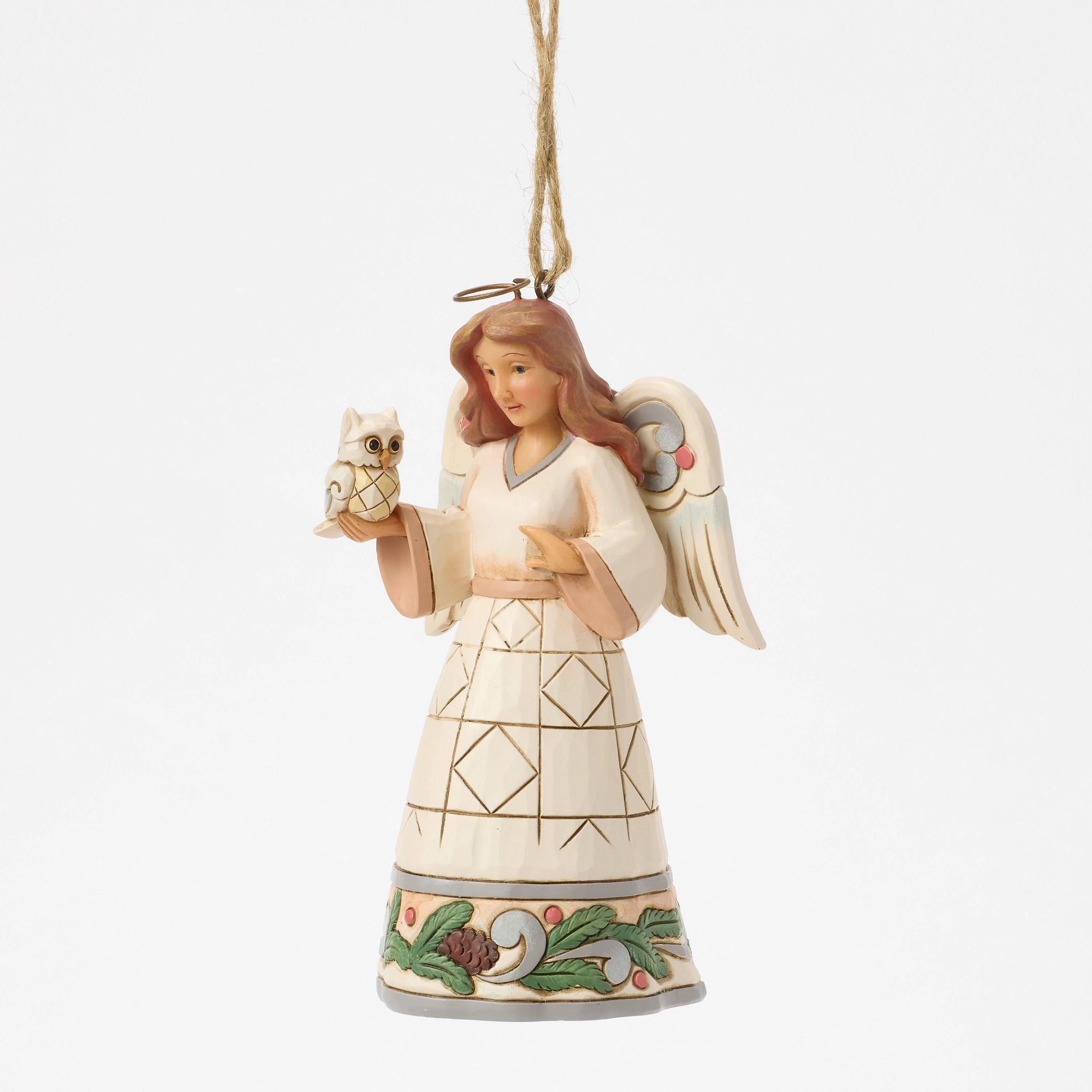 Wdlnd Angel with Owl Ornament - Handmade Wooden Christmas Tree Topper for Holiday Decorations - Perfect for Christmas, Winter, and Home Decor