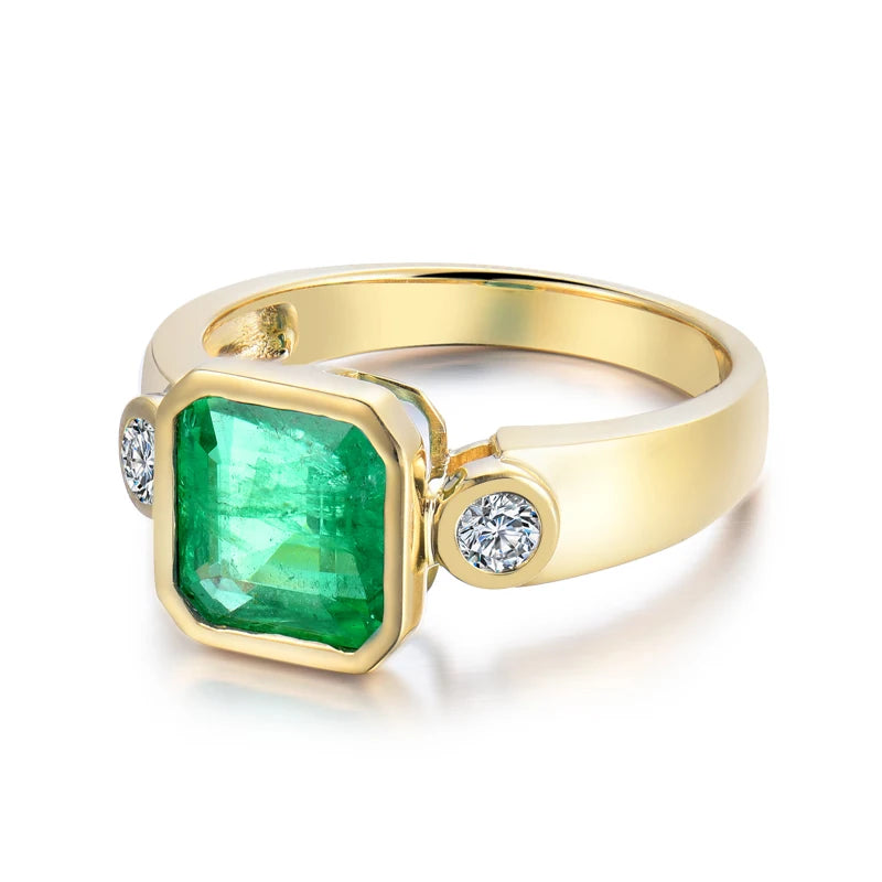 14K Gold Emerald and Diamond Ring for Women - Elegant Party Jewelry for Weddings, Anniversaries & Special Occasions