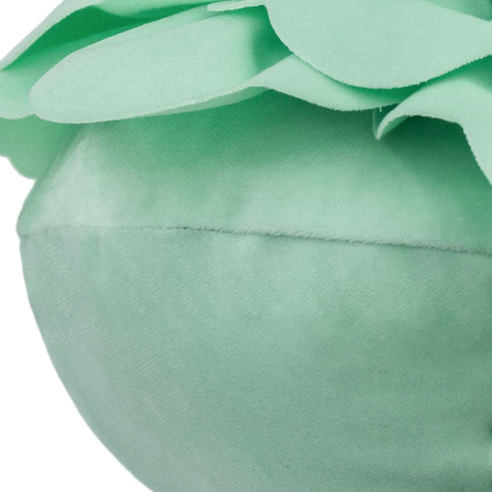 Round Velvet Floral Pillow Cover - 14 Inch Decorative Cushion Case for Bedroom, Living Room & Couch - Soft Mint Green Home Decor (Perfect for Boho, Farmhouse & Modern Interior Design)