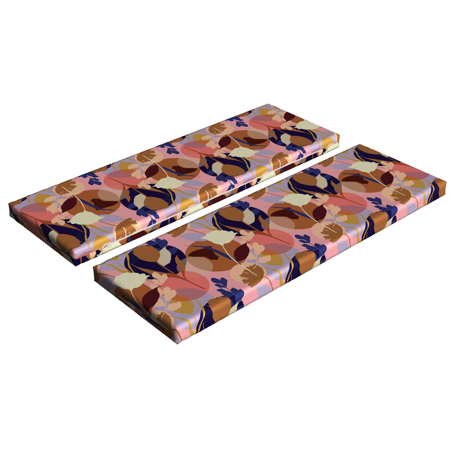 Ambesonne Floral Bench Cushion Set of 2 - Colorful Summer Garden Design with Mixed Flower Patterns, Standard Size 45