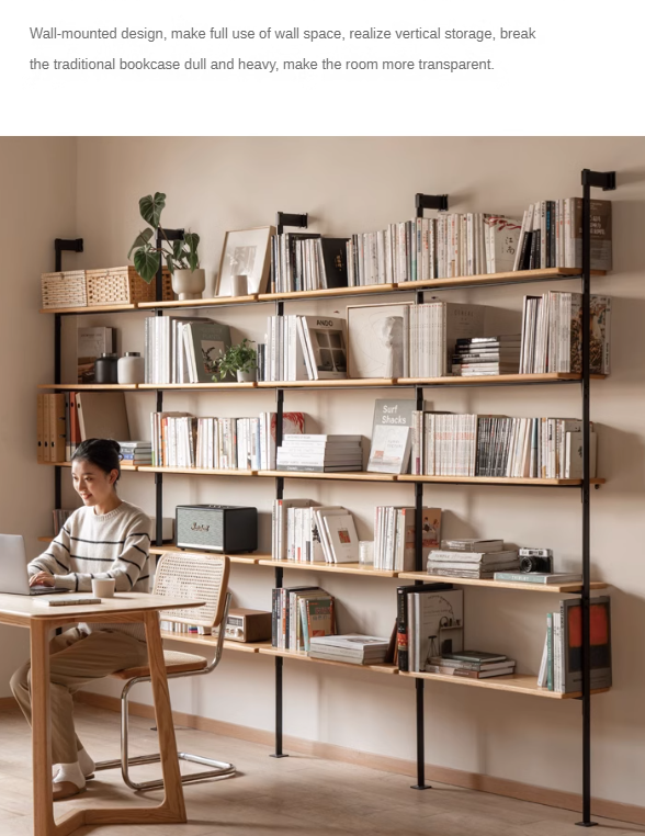 Solid Oak Wood Industrial Style Multi-Tier Storage Shelf - Perfect for Home Office, Garage & Living Room Organization
