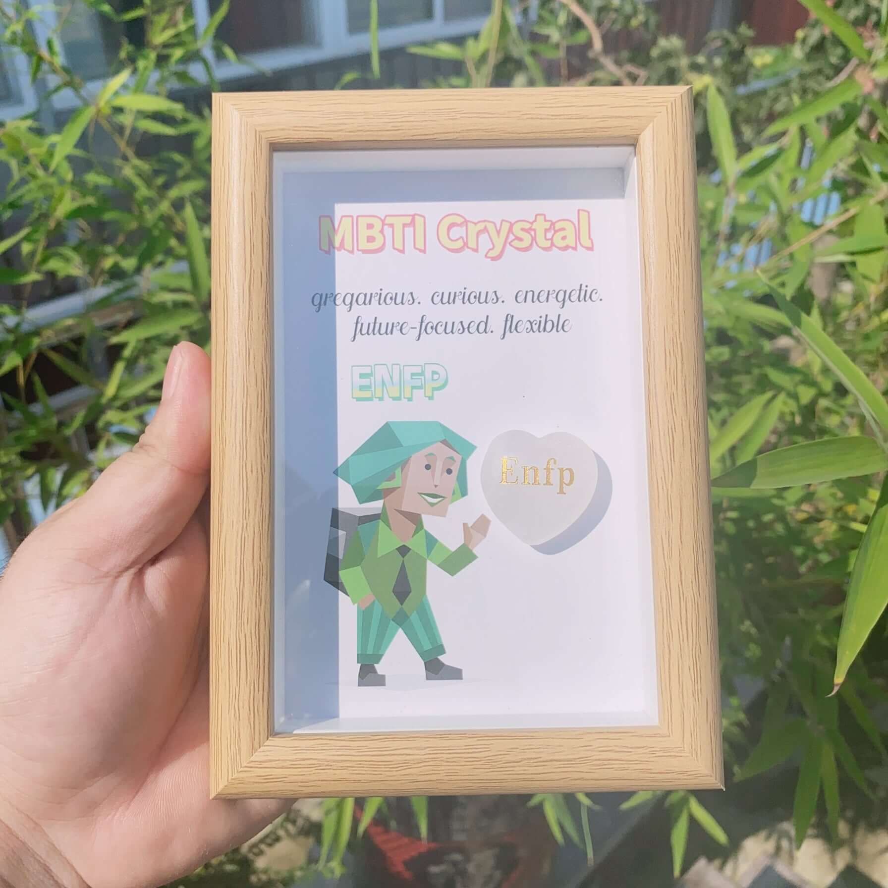 MBTI Personality Crystal Frame - Spiritual Healing Gift for Self-Care & Meditation | Perfect for Office Desk Decor, Yoga Room, and Mindfulness Practice (KV001)