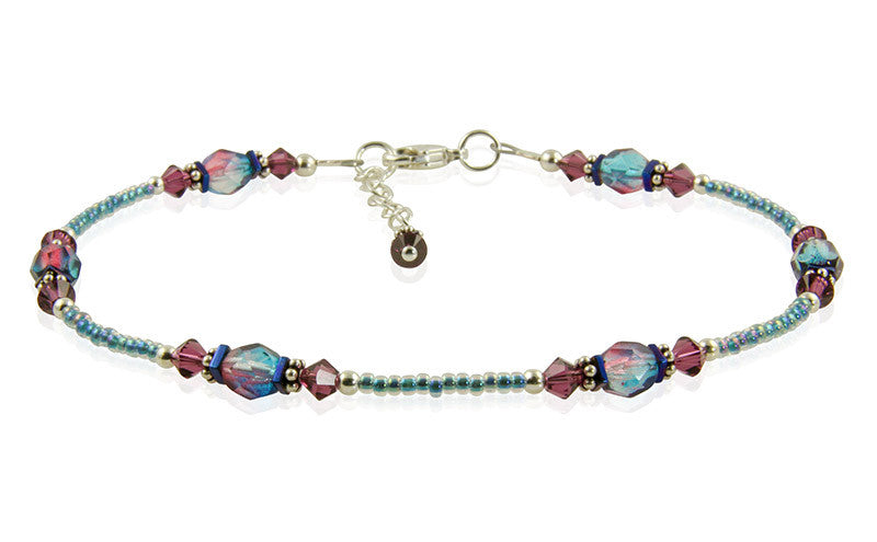 Amethyst Blue Glass Beaded Anklet - Elegant Bohemian Ankle Bracelet for Women | Perfect for Summer, Beach, and Festival Outfits
