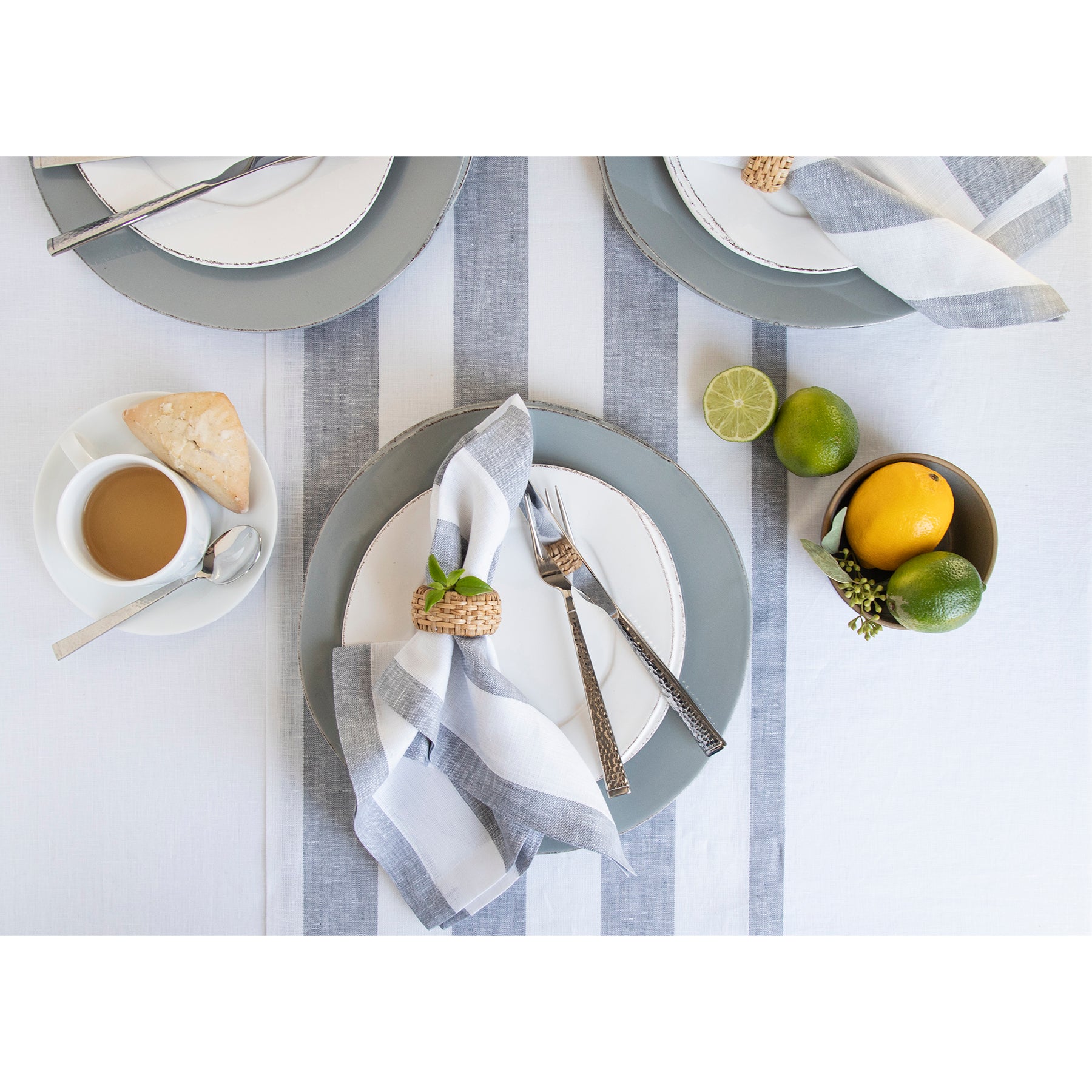 Premium Cabana Stripe Cotton Napkins Set of 12 - Soft & Absorbent for Beach Parties, Picnics & Outdoor Dining - Blue & White Striped Decorative Table Linens