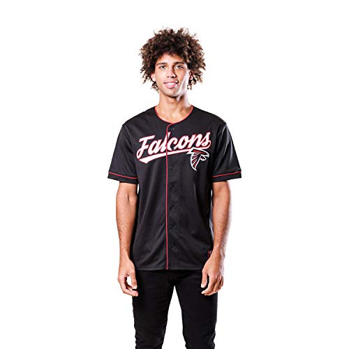 Ultra Game NFL Men's Button Down Baseball Mesh Jersey Shirt - Official Licensed Football Jersey for Game Day, Tailgating & Sports Events